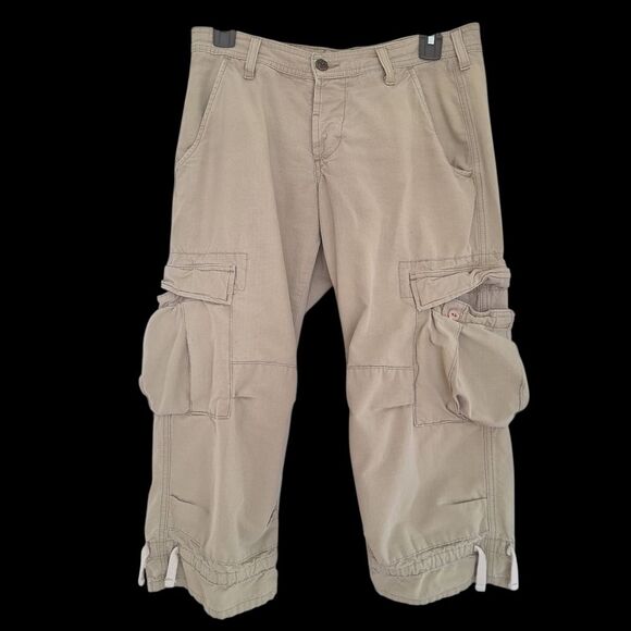 Joie Ripstop Cropped Cargo Pants VTG Y2K MADE IN USA Khaki Button Fly size 27 - Picture 2 of 16